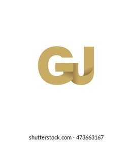 Initial letters GJ overlapping fold logo brown gold