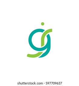 Initial letters gj, round linked chain shape lowercase logo modern design modern green
