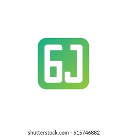 Initial letters GJ rounded square shape green simple logo