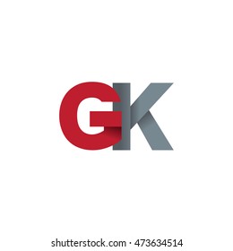 Initial letters GK overlapping fold logo red gray