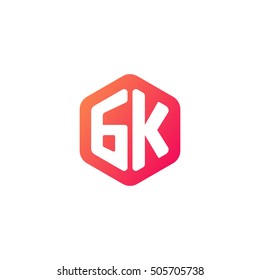 Initial letters GK rounded hexagon shape red orange simple modern logo