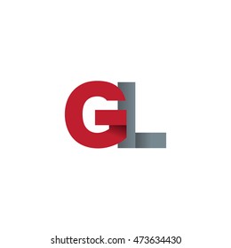 Initial letters GL overlapping fold logo red gray