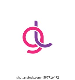Initial letters gl, round linked chain shape lowercase logo modern design pink purple