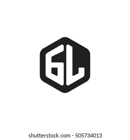 Initial letters GL rounded hexagon shape monogram black simple modern logo