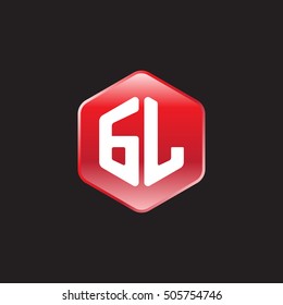 Initial letters GL rounded hexagon shape red modern logo