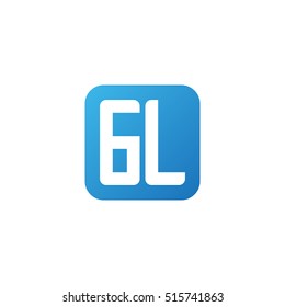 Initial letters GL rounded square shape blue simple logo