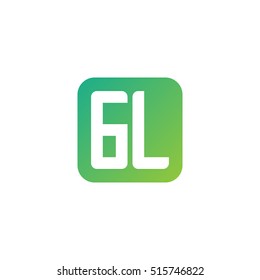 Initial letters GL rounded square shape green simple logo