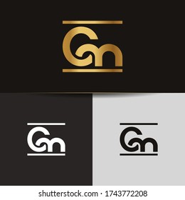 Initial letters GM linked monogram logo vector. Business logo monogram two overlap letters inside circle isolated on black background.