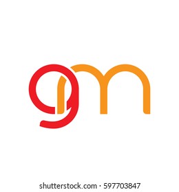 Initial letters gm, round linked chain shape lowercase logo modern design red orange