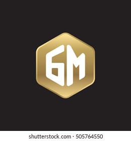 Initial letters GM rounded hexagon shape gold modern logo