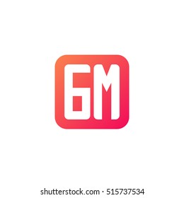 Initial letters GM rounded square shape red orange simple logo