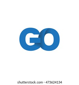 Initial letters GO overlapping fold logo blue