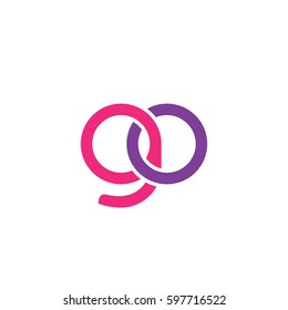 Initial letters go, round linked chain shape lowercase logo modern design pink purple