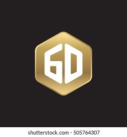 Initial letters GO rounded hexagon shape gold modern logo