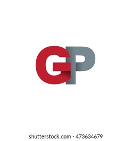 Initial letters GP overlapping fold logo red gray