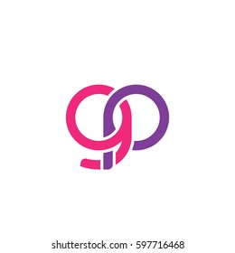 Initial letters gp, round linked chain shape lowercase logo modern design pink purple