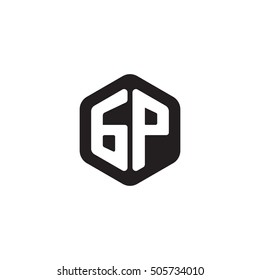 Initial letters GP rounded hexagon shape monogram black simple modern logo