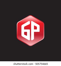 Initial letters GP rounded hexagon shape red modern logo