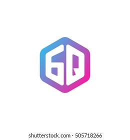 Initial letters GQ rounded hexagon shape blue pink purple simple modern logo