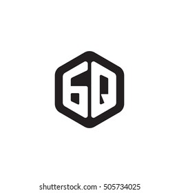 Initial letters GQ rounded hexagon shape monogram black simple modern logo