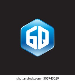 Initial letters GQ rounded hexagon shape blue modern logo