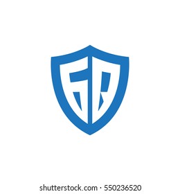 Initial letters GQ shield shape blue simple logo