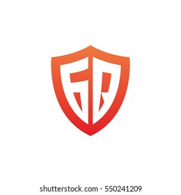 Initial letters GQ shield shape red simple logo
