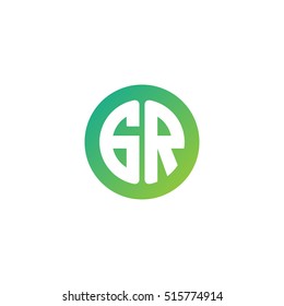Initial letters GR circle shape green simple logo