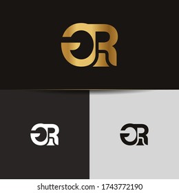 Initial letters GR linked monogram logo vector. Business logo monogram two overlap letters inside circle isolated on black background.