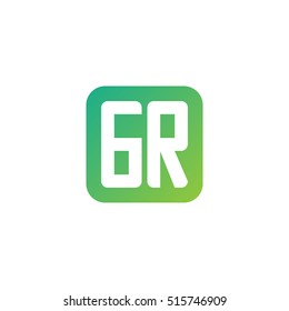Initial letters GR rounded square shape green simple logo