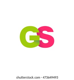 Initial letters GS overlapping fold logo green magenta