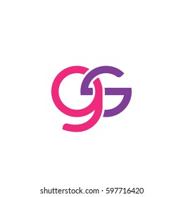 Initial letters gs, round linked chain shape lowercase logo modern design pink purple