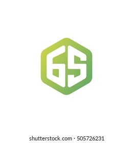 Initial letters GS rounded hexagon shape green simple modern logo