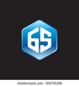 Initial letters GS rounded hexagon shape blue modern logo