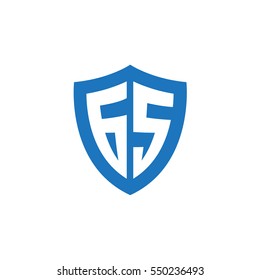 Initial letters GS shield shape blue simple logo