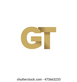 Initial letters GT overlapping fold logo brown gold