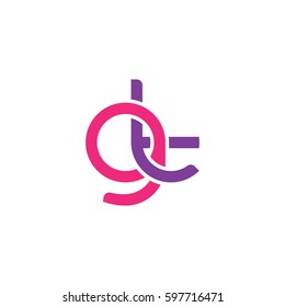Initial letters gt, round linked chain shape lowercase logo modern design pink purple