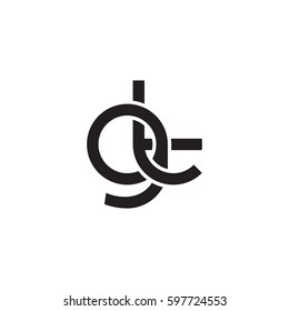Initial letters gt, round linked chain shape lowercase logo modern design monogram black
