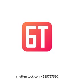 Initial letters GT rounded square shape red orange simple logo
