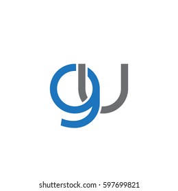 Initial letters gu, round linked chain shape lowercase logo modern design blue gray
