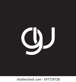 Initial letters gu, round linked chain shape lowercase logo modern design white black background