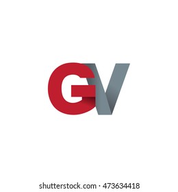 Initial letters GV overlapping fold logo red gray