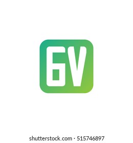 Initial letters GV rounded square shape green simple logo