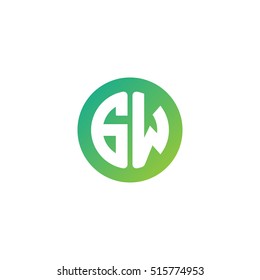 Initial letters GW circle shape green simple logo