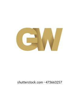 Initial letters GW overlapping fold logo brown gold