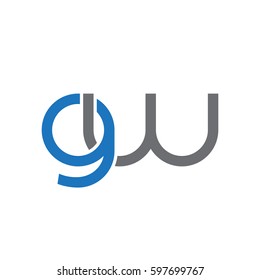 Initial letters gw, round linked chain shape lowercase logo modern design blue gray