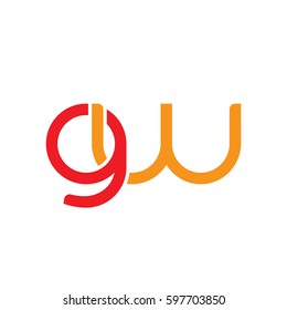 Initial letters gw, round linked chain shape lowercase logo modern design red orange