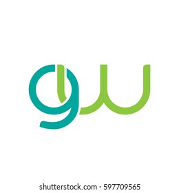 Initial letters gw, round linked chain shape lowercase logo modern design modern green