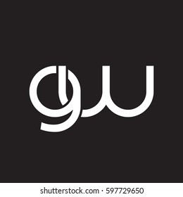 Initial letters gw, round linked chain shape lowercase logo modern design white black background
