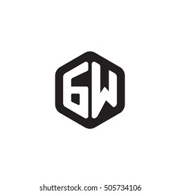 Initial letters GW rounded hexagon shape monogram black simple modern logo